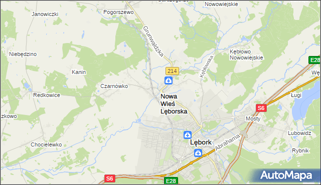 mapa Nowa Wieś Lęborska, Nowa Wieś Lęborska na mapie Targeo