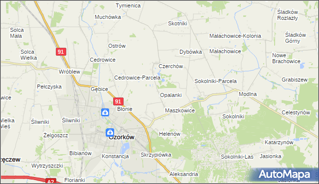 mapa Opalanki gmina Ozorków, Opalanki gmina Ozorków na mapie Targeo