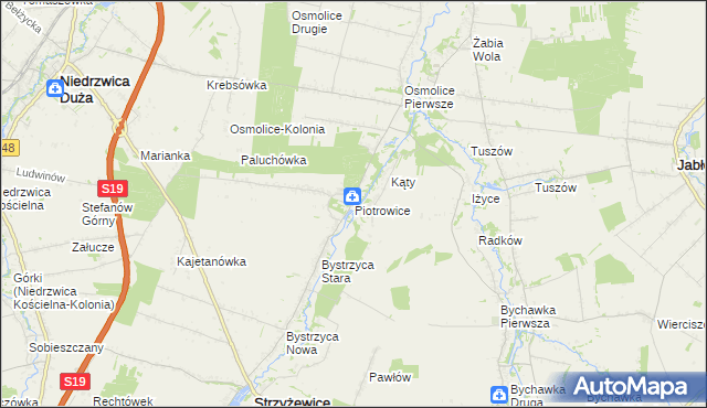 mapa Piotrowice gmina Strzyżewice, Piotrowice gmina Strzyżewice na mapie Targeo