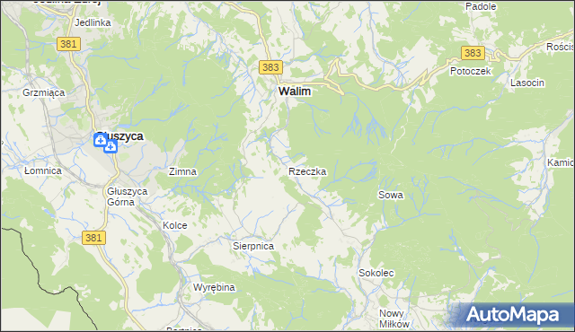 mapa Rzeczka gmina Walim, Rzeczka gmina Walim na mapie Targeo