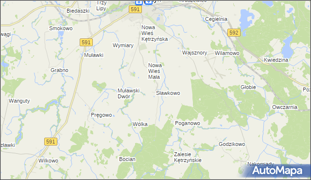 mapa Sławkowo gmina Kętrzyn, Sławkowo gmina Kętrzyn na mapie Targeo