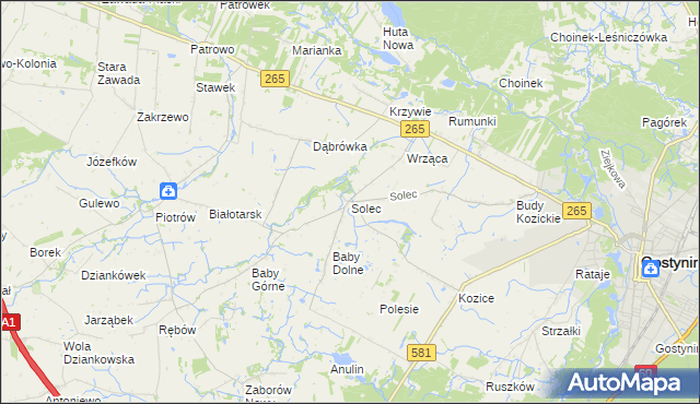mapa Solec gmina Gostynin, Solec gmina Gostynin na mapie Targeo
