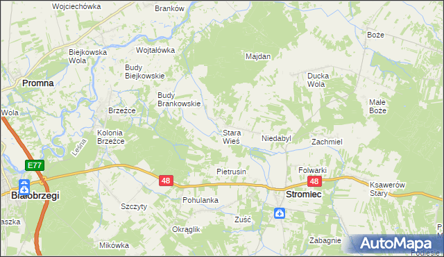 mapa Stara Wieś gmina Stromiec, Stara Wieś gmina Stromiec na mapie Targeo