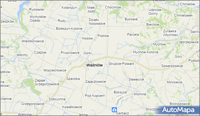 mapa Strupice gmina Waśniów, Strupice gmina Waśniów na mapie Targeo