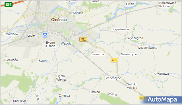 mapa Świerzna, Świerzna na mapie Targeo