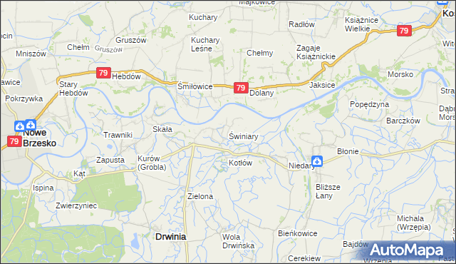 mapa Świniary gmina Drwinia, Świniary gmina Drwinia na mapie Targeo