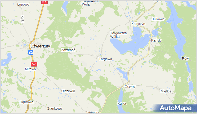 mapa Targowo, Targowo na mapie Targeo