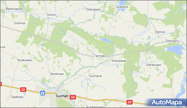mapa Tarnowo gmina Suchań, Tarnowo gmina Suchań na mapie Targeo