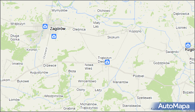 mapa Trąbczyn Dworski, Trąbczyn Dworski na mapie Targeo