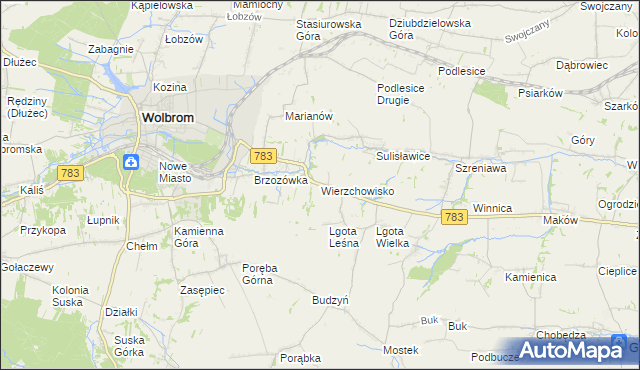 mapa Wierzchowisko gmina Wolbrom, Wierzchowisko gmina Wolbrom na mapie Targeo