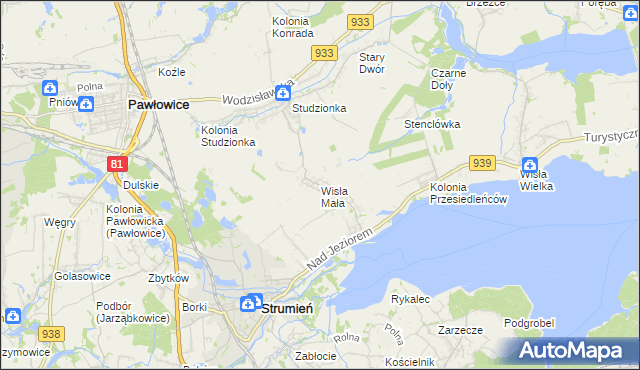 mapa Wisła Mała, Wisła Mała na mapie Targeo