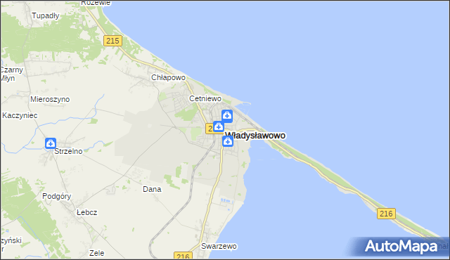 mapa Władysławowo powiat pucki, Władysławowo powiat pucki na mapie Targeo