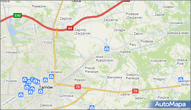 mapa Wola Rzędzińska, Wola Rzędzińska na mapie Targeo