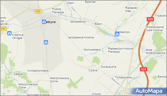 mapa Wymysłówka gmina Bełżyce, Wymysłówka gmina Bełżyce na mapie Targeo
