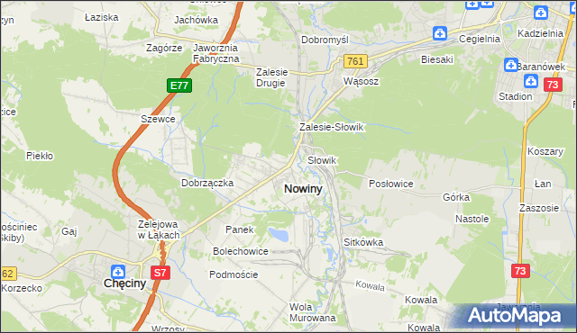 mapa Zagrody gmina Sitkówka-Nowiny, Zagrody gmina Sitkówka-Nowiny na mapie Targeo