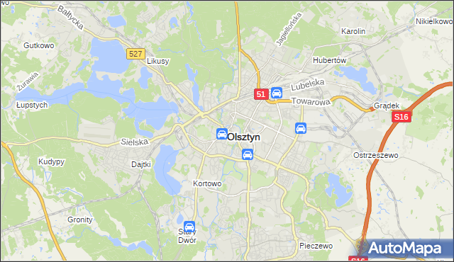 mapa Olsztyna, Olsztyn na mapie Targeo