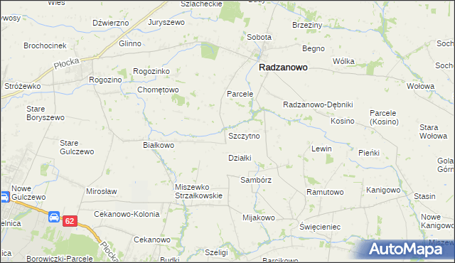 mapa Szczytno gmina Radzanowo, Szczytno gmina Radzanowo na mapie Targeo