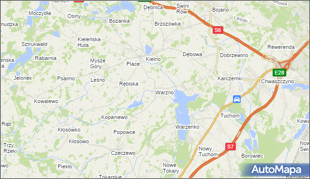 mapa Warzno, Warzno na mapie Targeo