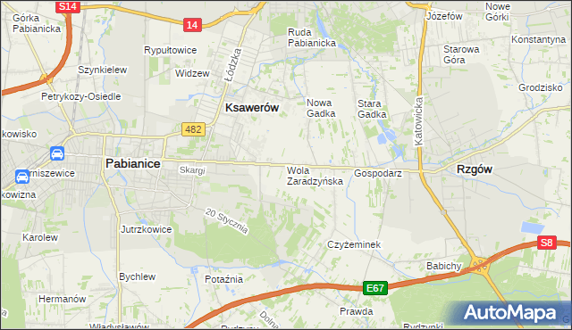 mapa Wola Zaradzyńska, Wola Zaradzyńska na mapie Targeo