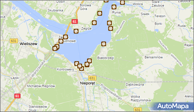 mapa Białobrzegi gmina Nieporęt, Białobrzegi gmina Nieporęt na mapie Targeo