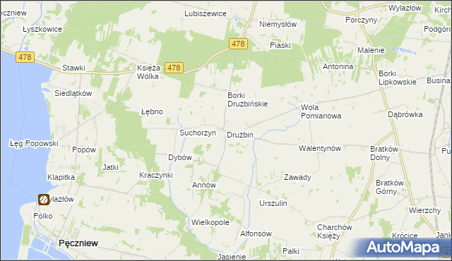 mapa Drużbin, Drużbin na mapie Targeo