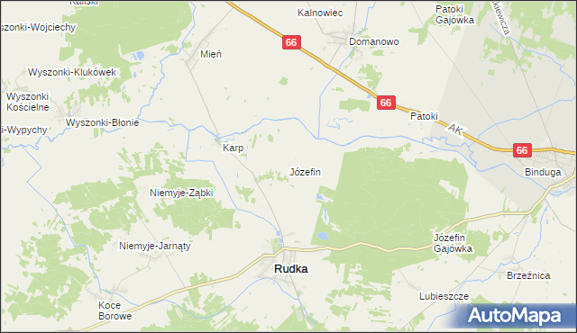 mapa Józefin gmina Rudka, Józefin gmina Rudka na mapie Targeo