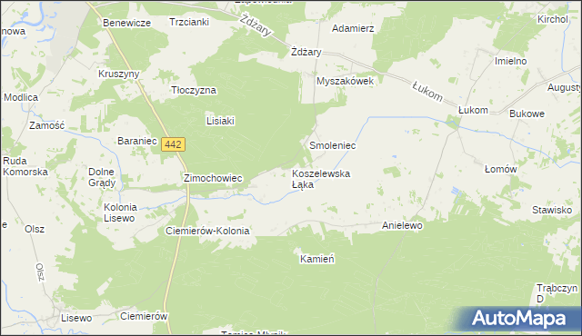 mapa Koszelewska Łąka, Koszelewska Łąka na mapie Targeo
