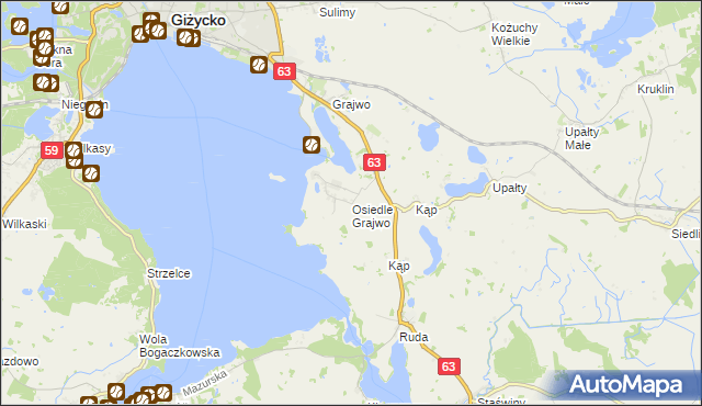 mapa Osiedle Grajwo, Osiedle Grajwo na mapie Targeo