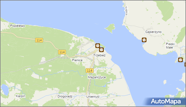 mapa Trzebież, Trzebież na mapie Targeo