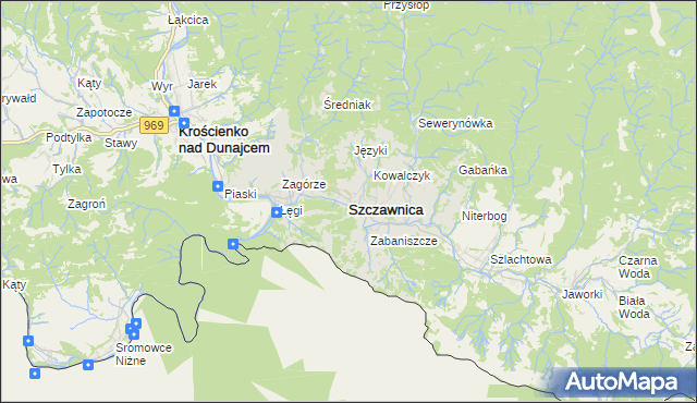 mapa Szczawnica, Szczawnica na mapie Targeo
