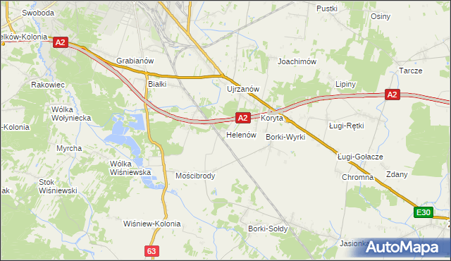 mapa Helenów gmina Wiśniew, Helenów gmina Wiśniew na mapie Targeo