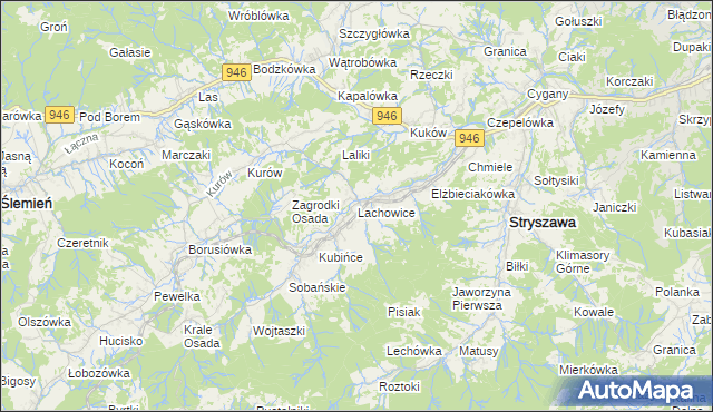 mapa Lachowice, Lachowice na mapie Targeo