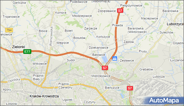 mapa Batowice, Batowice na mapie Targeo