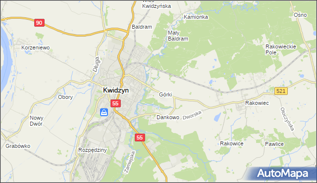 mapa Górki gmina Kwidzyn, Górki gmina Kwidzyn na mapie Targeo