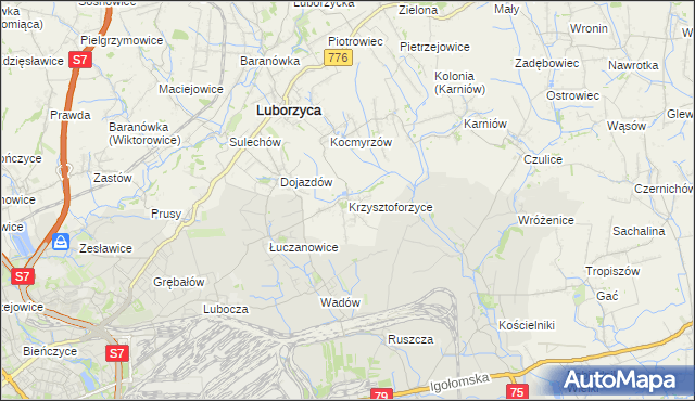 mapa Krzysztoforzyce, Krzysztoforzyce na mapie Targeo