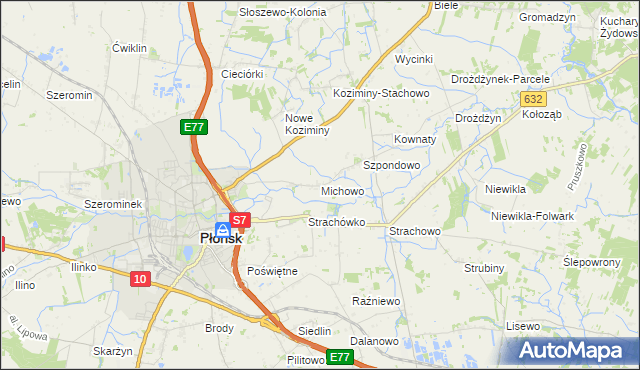 mapa Michowo, Michowo na mapie Targeo