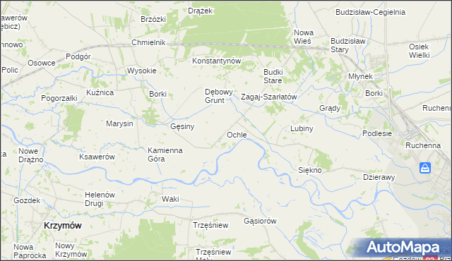 mapa Ochle gmina Koło, Ochle gmina Koło na mapie Targeo
