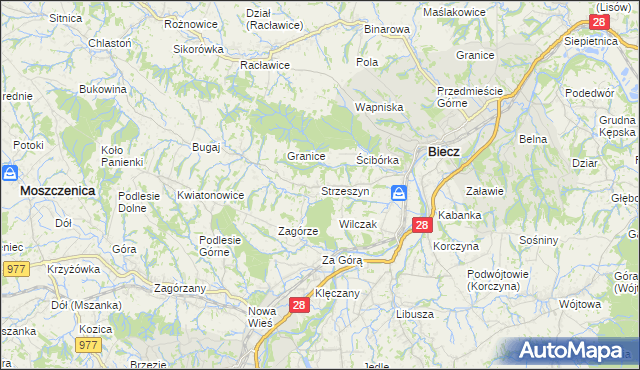 mapa Strzeszyn gmina Biecz, Strzeszyn gmina Biecz na mapie Targeo