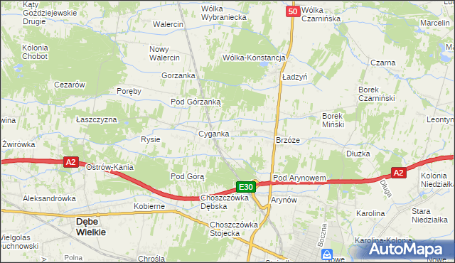 mapa Żuków gmina Mińsk Mazowiecki, Żuków gmina Mińsk Mazowiecki na mapie Targeo