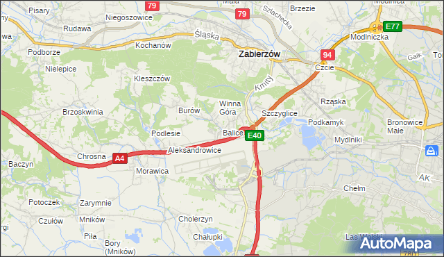 mapa Balice gmina Zabierzów, Balice gmina Zabierzów na mapie Targeo