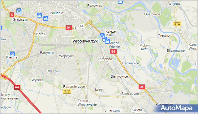 mapa Brochów gmina Wrocław, Brochów gmina Wrocław na mapie Targeo