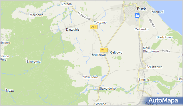 mapa Brudzewo gmina Puck, Brudzewo gmina Puck na mapie Targeo