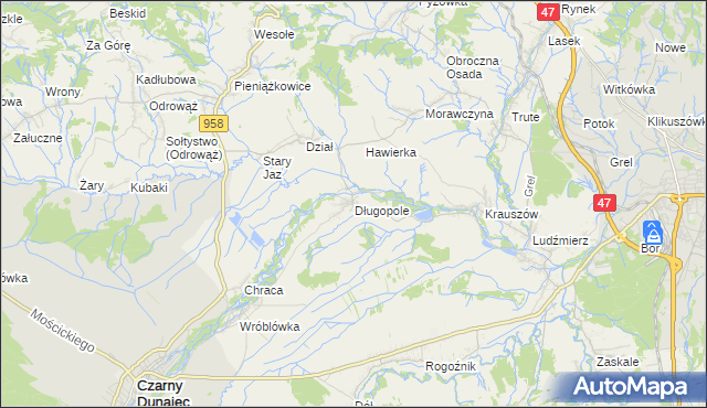 mapa Długopole, Długopole na mapie Targeo