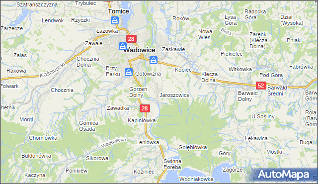 mapa Jaroszowice, Jaroszowice na mapie Targeo