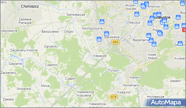 mapa Klepacze gmina Choroszcz, Klepacze gmina Choroszcz na mapie Targeo