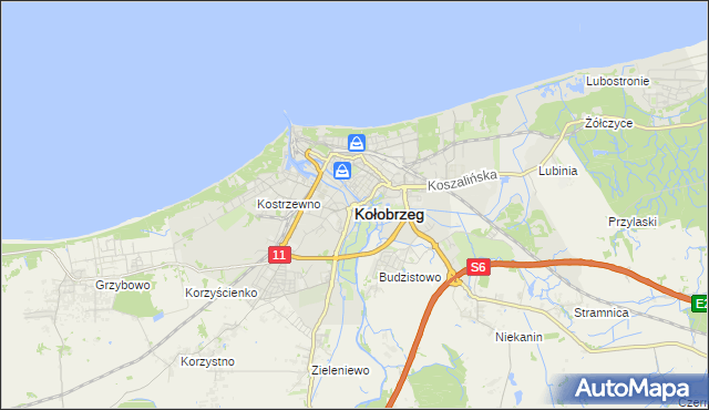 mapa Kołobrzegu, Kołobrzeg na mapie Targeo