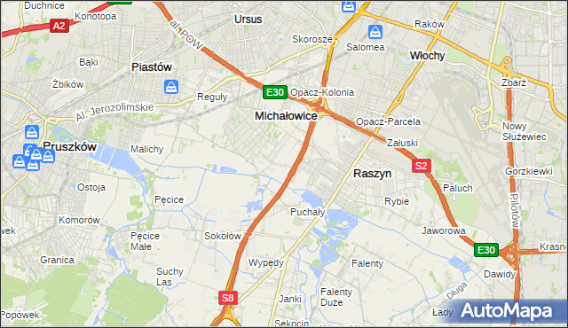 mapa Michałowice-Wieś, Michałowice-Wieś na mapie Targeo