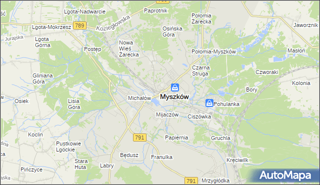 mapa Myszków, Myszków na mapie Targeo