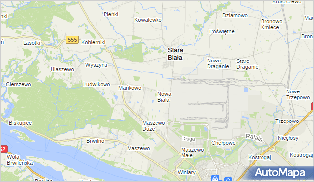 mapa Nowa Biała gmina Stara Biała, Nowa Biała gmina Stara Biała na mapie Targeo