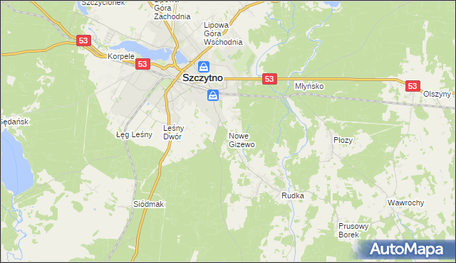 mapa Nowe Gizewo, Nowe Gizewo na mapie Targeo